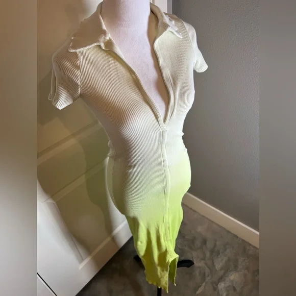 Ribbed v neck collar maxi dress - Picture 4 of 6